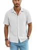 Camisa de Waffle Transpirable de Verano para Hombre Cuello Cubano Top Cardigan Casual de Manga Corta Transfronterizo Venta al por Mayor