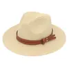 Sombrero de Paja Panamá de Verano Accesorios de Cinturón Amarillo Sombrero de Paja Playa Transpirable Casual Sombrero Jazz Venta al por Mayor