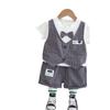 Niño Pequeño Caballero Guapo Chaleco Vertical Traje de Manga Corta 2024 Verano Nuevo Estilo Occidental para Niños Conjunto de Verano de Dos Piezas