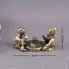 Ceremonia del Té, Música, Ajedrez, Caligrafía y Pintura Escultura de Cobre de Personas Mayores Jugando al Ajedrez, Adorno Pequeño, Figura de Latón Sólido Puro, Pie de Latón para Sostener en la Mano, Adorno de Estilo Antiguo