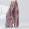 Calça Clássica de Dança com Textura de Designer para Mulheres, Calça Larga Dinâmica de Perna Larga com Fitas, Calça Diária de Treino para Adultos