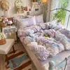 Ins juego de cuatro piezas de cuadros patchwork estilo coreano, gasa abullonada nuevo modelo 2026, sábana, funda de edredón, juego de tres piezas para cama de dormitorio 4