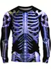 Camiseta de manga larga de moda para hombre, corte ajustado, poliéster casual, cuello redondo, estampado geométrico, lavable a máquina