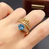 Anillo de Topacio Natural Transfronterizo Accesorios para Mujer Nicho de Alta Gama Joyería de Plata 925 7*7 Joyería de Lujo Venta Directa de Fábrica
