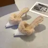 Mules Calientes de Moda para Mujer, Cerrados, para Otoño e Invierno 2025, Nuevos, Versátiles, de Punta Aguda, Tacón de Aguja, Cerrados, para Mujer