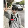 Sudadera con Capucha Estilo High Street Americano para Mujer en Otoño e Invierno Nuevo Estilo Casual Holgada Aspecto Adelgazante Forrada de Polar Engrosada Versátil Tops de Pareja