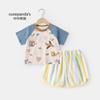 Conjunto de Duas Peças Kaka Panda Meninos Manga Curta Shorts Roupas de Verão para Meninas Terno Infantil Roupas Casuais de Verão para Bebê