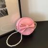 2025 Nuevo Lazo de Amor Moda para Damas Dulce Niña Accesorios de Perlas Bolso Mensajero Mini Bolso para Lápiz Labial Mujer