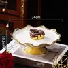 Plato de Fruta de Lujo Ligero al por Mayor Transfronterizo, Bandeja Giratoria de Exhibición de Pasteles de Postre de Múltiples Capas, Plato de Fruta Giratorio de Cerámica Galvanizada