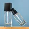 Stock Listo del Fabricante Botella Rellenable de Loción de 40 ml, Botella Vacía Transparente Cuadrada Portátil con Atomizador Cosmético, Botella de Muestra