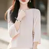 Suéter de Punto para Mujer Otoño con Cuello Enrollado y Manga Tres Cuartos, Estilo Suave, Corte Ajustado, Elegante, Versátil, Sencillo, Adecuado para Ir al Trabajo