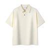 Nueva Camisa Polo de Manga Corta con Cuello de Solapa de Alta Calidad de 240g para Hombre con Marca Gruesa y de Moda, Holgada y a la Moda, Ropa para Trabajo en Equipo con Estampado