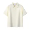 Nueva Camisa Polo de Verano 240g 65% Algodón Cómodo Algodón Piqué Doble Botón Diseño Creativo Botón de Contraste Manga Corta