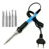 Ferro de solda elétrico ajustável por temperatura transfronteiriço 60W caneta de solda para manutenção doméstica kit de caneta de solda elétrica bitola europeia 220V elétrico