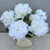 Flor de Peônia Simulada com Seis Cabeças, Grande Buquê Artificial de Peônia Estilo Francês, Sensação de Alto Padrão, Frete Internacional Disponível, Flores Artificiais para Uso em Casamento