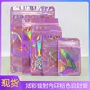 Saco auto-selante transparente com selo interno impresso a laser rosa, saco de embalagem colorido, ímã de geladeira de contas, saco de armazenamento colorido