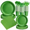 Juego de platos de papel de color sólido, engrosados, de un solo color, transfronterizo, vajilla desechable, juego para fiestas, decoraciones para fiestas de cumpleaños, mantel