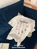 Camiseta Retro Estilo Americano Estampada Manga Curta Design Feminino Senso de Design Nicho Estilo Ocidental Simples Fina de Algodão Top de Ombro