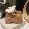 Botas de Nieve de Suela Gruesa para Aumentar la Altura para Mujer, Nuevos Modelos Otoño e Invierno 2026, Botines Cortos Estilo Birkenstock Engrosados y Forrados de Felpa, Zapatos de Algodón Cálidos para Mujer