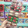 Natal Desenho Animado Fofo Papai Noel Boneco de Neve Lã Tricô Oval Renda Crianças Grampo de Cabelo Menina