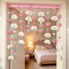 Cortina Rosa de Medio Panel Decorativa con Temática de Fresas y Estilo Girly, Instalación sin Taladro para Puerta de Dormitorio y Baño