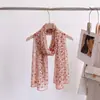Nuevo pañuelo fino de seda con estampado floral pequeño 50*160, pañuelo largo de georgette estampado para mujer, protector solar, transpirable, versátil, pañuelo de viaje