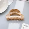 Pinza para el Cabello de Media Luna Hueca Estilo Coreano para Mujer, Pinza de Tiburón Degradado con Letra Dorada de Acetato Imitación, Pasador de Moda Retro