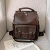 Mochila Retro Estilo Universitario para Mujer 2025 Nueva Moda Versátil Gran Capacidad Mochila de Viaje Pu Bolso para Estudiante Universitario