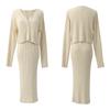 [En Stock] Conjunto de Cardigan de Punto Fino Estilo Celebridad de Alta Gama Holgado + Falda Casual para Mujer