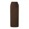Conjunto de Ropa Estilo Asiático Americano Camiseta de Manga Corta con Pliegues y Cuello en V Falda de Verano con Abertura que se Ajusta a la Cadera Conjunto de Dos Piezas