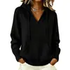 Sudadera con capucha de punto con cordón estilo europeo y americano 2026, suéter de otoño e invierno con bolsillo canguro, manga larga, color liso, ropa casual de moda para mujer