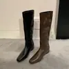 Botas largas de estilo retro para mujer, nueva colección otoño/invierno 2026, moda versátil, estilo europeo y americano, botas de tacón de cuña, no hasta la rodilla, botas de montar