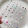 Pegatinas Cuadradas para Uñas Aurora de Dopamina de Verano con Bordes Metálicos, Piedra Preciosa Iridiscente, Pegatinas para Uñas Lujosas y Aclarantes