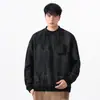 Ropa para Hombre Fengshe / Sudadera pesada de 360 g con cuello redondo y bolsillo en el pecho, diseño de doble cuello estilo americano, manga larga casual holgada para hombre