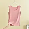 Novo Colete Térmico Feminino Outono/Inverno 2026, Forrado com Fleece e Espessado, Top Confortável de Cor Sólida para Camadas