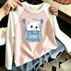Camiseta de Manga Larga con Estampado de Dibujos Animados para Niñas, Nuevo Estilo Primavera y Otoño, Camiseta Básica de Patchwork de Colores de Moda y Versátil para Niños Mayores