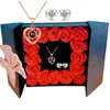 Regalo transfronterizo de Amazon para Acción de Gracias, Navidad, San Valentín, collar de proyección, aretes, flor de vida eterna femenina, caja de regalo, joyería