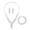 Joyería de Alta Gama Europea y Americana Nueva Transfronteriza, Collar y Pendientes de Lujo Brillantes con Diamantes Completos, Juego de Collar de Novia de Lujo Ligero