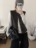 Jaqueta colete retro gola redonda estilo coreano para mulheres, nova coleção outono 2026, top curto solto e casual para baixinhas