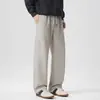 Calça de trabalho casual simples estilo retro americano, algodão puro de peso pesado, para outono e inverno, calça longa reta solta lavada, atacado