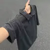 Camisa polo de malha cinza escuro estilo old money, camiseta masculina de verão de manga curta com lapela de alta qualidade, cleanfit de meia-manga