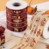 Cinta decorativa dorada estampada para el Festival de Medio Otoño, cinta satinada de alta densidad impresa, para envolver regalos de pasteles de luna, serpentinas para ramos, embalaje floral