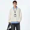 Moletom Polo Spliced de Manga Longa com Gola de Camisa Falsa de Duas Peças para Meninos Gola Lapela Casual Solto Tendência Outono 2025 Novo Estilo