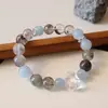 Pulseira de Cristal Obsidiana Fantasma Verde Pulseira de Cristal Natural Feminina Azul Design com Toque de Alto Padrão Joias com Contas de Cristal Rosa