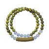 Pulsera de sándalo verde y calcedonia roja pulsera de madera de fuego faltante pulsera de doble anillo femenina masculina pulsera de atributo de sándalo de madera joyería
