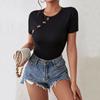 Bai Fen Zhi Yi Amazon Comercio Exterior Transfronterizo Mono de Verano, Ajustado de Color Sólido Estilo Europeo y Americano Body de Punto
