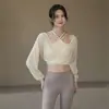 Blusa de Yoga de Alta Gama Yidi para Mujer, Malla Transpirable Deportiva Holgada para Correr Fitness (Excluyendo Sujetador)