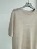 BORBOTIE Ropa de punto para mujer 2026 Primavera y Otoño Nuevo BC Hueco Mezcla de Seda y Lana Manga Corta Camiseta