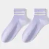 Calcetines Cortos Rayados Clásicos para Mujer, Calcetines Deportivos Absorbentes de Sudor de Media Pantorrilla para Primavera y Verano, Calcetines Cortos y de Media Pantorrilla Antibacterianos para Mujer, Calcetines Zhuji