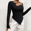 Moda Feminina Transfronteiriça Sexy Estilo Desejo Puro Top de Manga Curta e Longa com Design Slim-Fit para Outono e Inverno